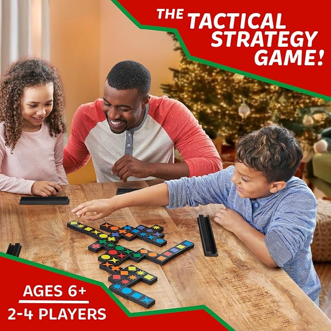 MindWare Qwirkle with Trays Board Game for Kids Ages 6+ Strategy Tile Game for Family Game Night 2-4 Players with 108 Wooden Tiles and 4 Trays