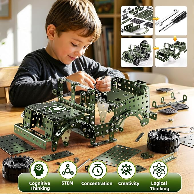 Metal Model Truck Kits - STEM Projects for Kids Ages 8-12, Assembly Educational Building Toys Model Car Toys for Kids Boys Girls 8 9 10 11 12 Years Old