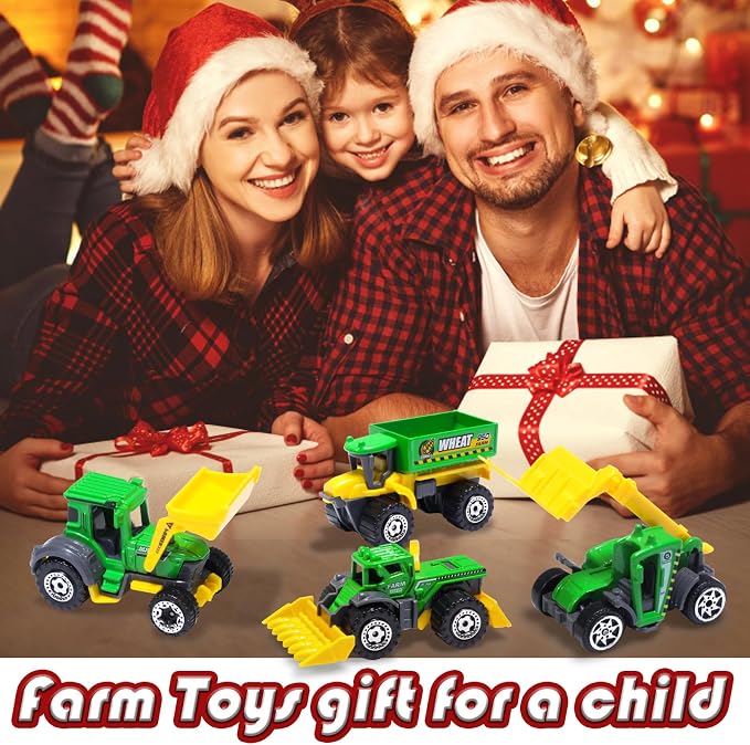 Oriate 6pcs Kid Diecasting Farm Car Toys Set, Harvester, Transporter, Truck, Sprayer Small Farm Toys, Mini Cars Model Christmas, Birthday, 3 Years Old and Up Gifts for Boys Girls