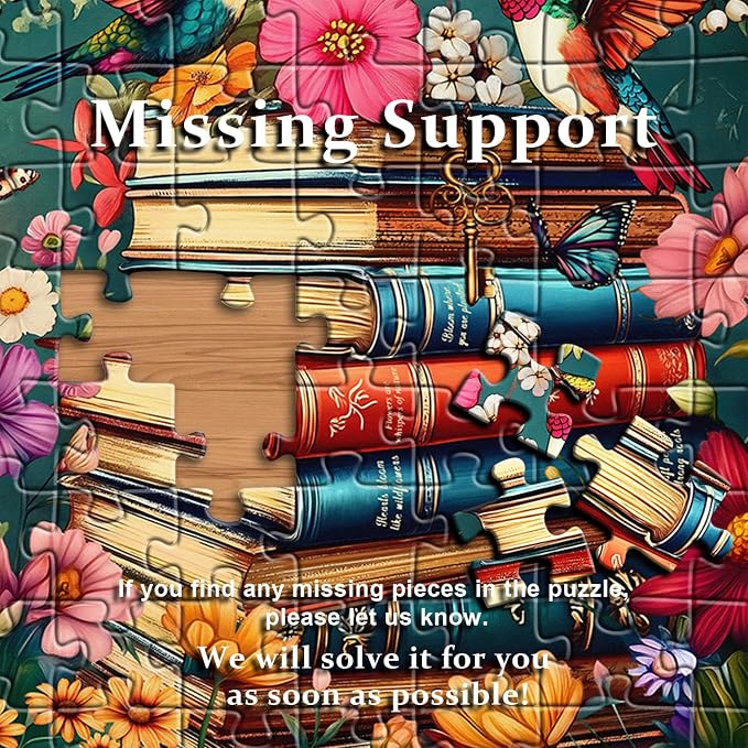 PICKFORU Wildflower Pages Jigsaw Puzzle for Adults, Hummingbird Vintage Book Puzzles, Retro Plant Flower Puzzle 1000 Pieces