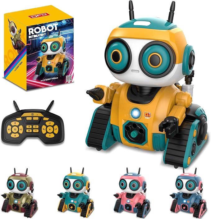 BYTEWAR Robot Toys, Rechargeable Remote Control Robot, with Intelligent Programming Function, Gesture Sensing, Auto-Demo,Music and Dance,Children's Birthday Gift(Yellow)