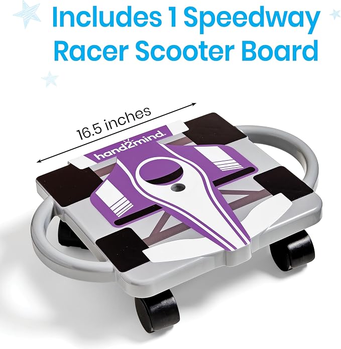 hand2mind Purple Speedway Racer Scooter Board, Floor Scooter Board, Gross Motor Toys, Kids Exercise & Physical Education Equipment, Playground Toys, Indoor Active Play, Toddler Outdoor Activities