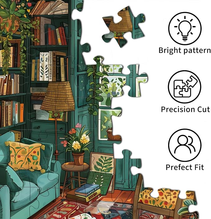 Cozy Study Puzzles for Adults 1000 Pieces, Jigsaw Puzzles for Adults 1000 Piece, Challenging Game Toys, Impossible Puzzle, Family Decoration Puzzle