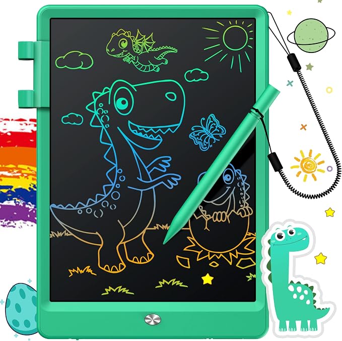 FLUESTON LCD Writing Tablet, Doodle Board Gifts for 3-8 Year Old Girls Boys, 10 Inch Colorful Electronic Board Drawing Pad for Toddlers, Christmas Birthday Gifts for Kids，Erase Lock Writing Board