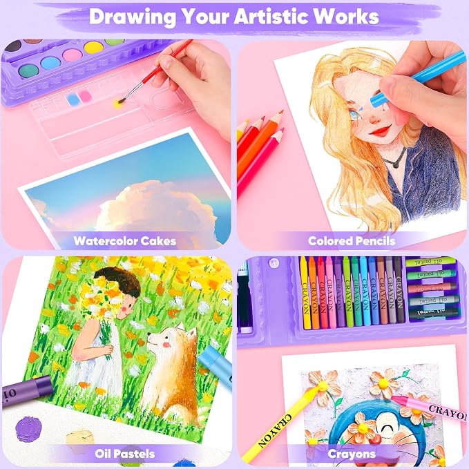 iBayam Aesthetic Cute Preppy Stuff Art Supplies, 149-Pack Drawing Kit Coloring Painting Art Set Gifts Box for Adult, Arts and Crafts for Adult, with Drawing Pad, Coloring Book