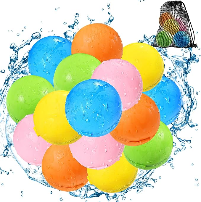 SOPPYCID Reusable Water Bomb balloons, Magnetic Refillable Water balls - Pool Toys for Boys and Girls, Beach Outdoor Activities Water Games Toy for kids Self Sealing Water Splash Ball (15Pack)