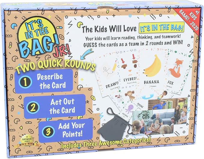 It's in The Bag! Jr. - A Charades Game for Kids and Family! - Interactive Picture Charades Board Games for Family Night, Board Games for Kids 4-6/6-8/8-12