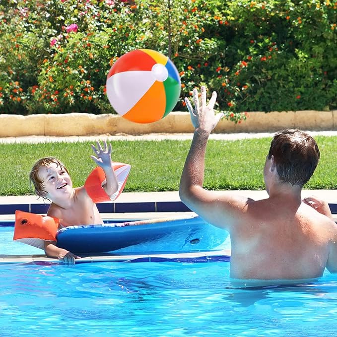 Beach Ball 12 Pack - 12'' Inflatable Beach Balls for Kids Bulk, Swimming Pool Toys Beach Toys for Summer Water Games, Hawaiian Tropical Theme Party Decorations Favors Supplies