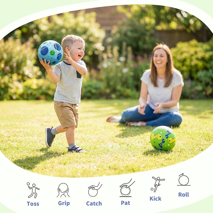 ZOOJOY Pack of 2 Cartoon Playground Balls for Kids 1-6, 6 Inch Rubber Balls for Dodgeball, Rubber Bouncy Kickball, Indoor & Outdoor Game Gaga Balls for Boys Girls with Pump