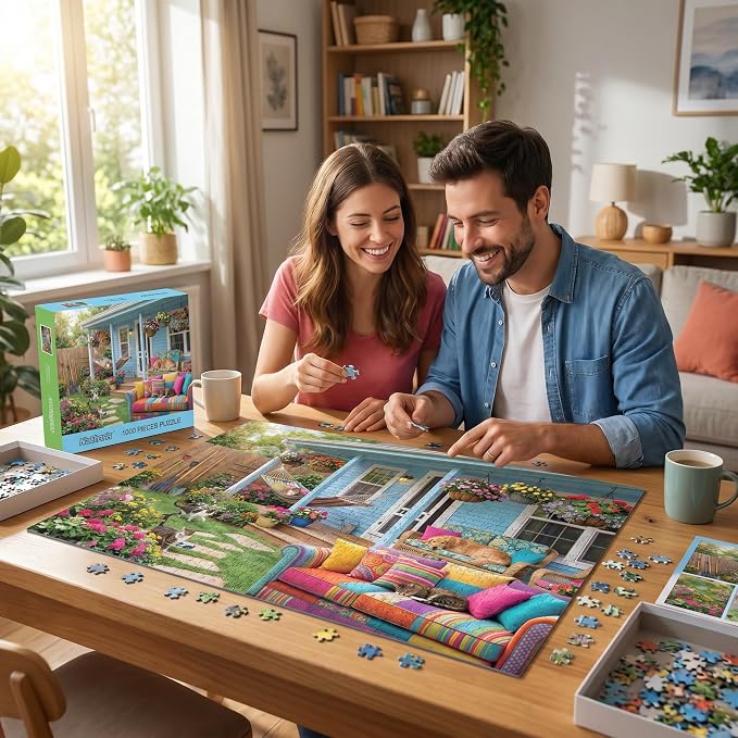 Nattork Jigsaw Puzzles 1000 Pieces for Adults, Families (Garden Cottage) Pieces Fit Together Perfectly