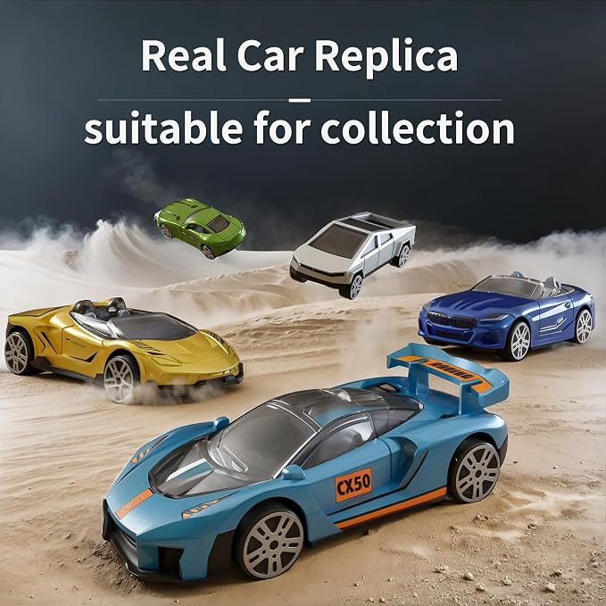 Toys Cars 18-Pack, 1:64 Scale Die-Cast Metal Vehicles Set, Includes Pickup, Racing Cars,Sports Cars for Display or Play, Great Gift for Kids Age 3 Years and Up (18 Pack)