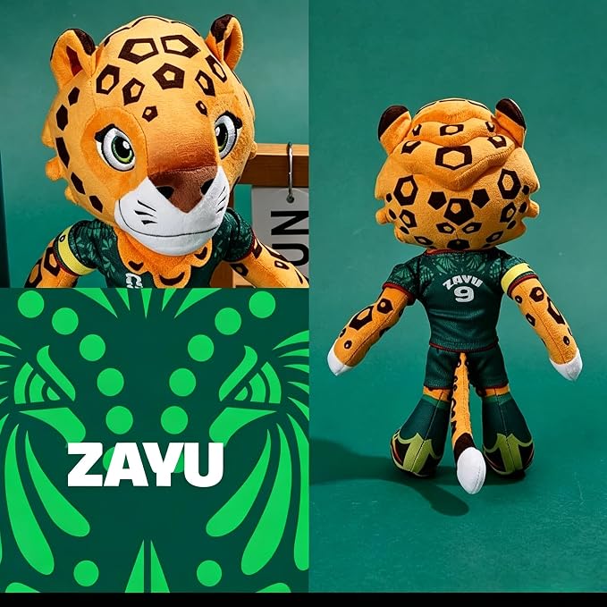 World Cup Mascot 2026, 12" Zayu the Jaguar Plush Toy, Soft Stuffed Animal Mascot, Official Licensed Collectible Game (Zayu)