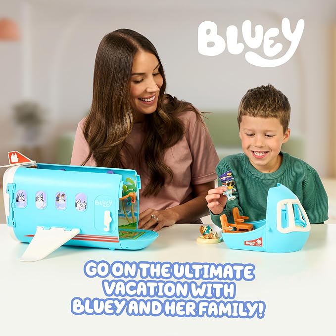Bluey 3-in-1 Transforming Airplane Toys for Kids, Resort & Boat | Includes 15 accessories, 5 figures, and 25+ sounds from the show for toy figures & playsets fans ages 3+