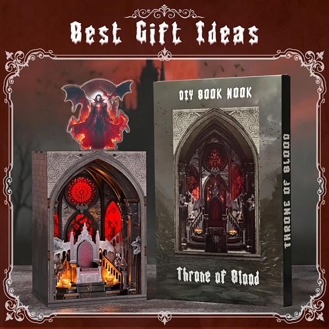 CCCDF Book Nook Kit - DIY Miniature House Dollhouse Kit for Adults and Teens, Booknook Tiny House Bookshelf Decor Book Nook, Gifts for Family, Friends (Throne of Blood)
