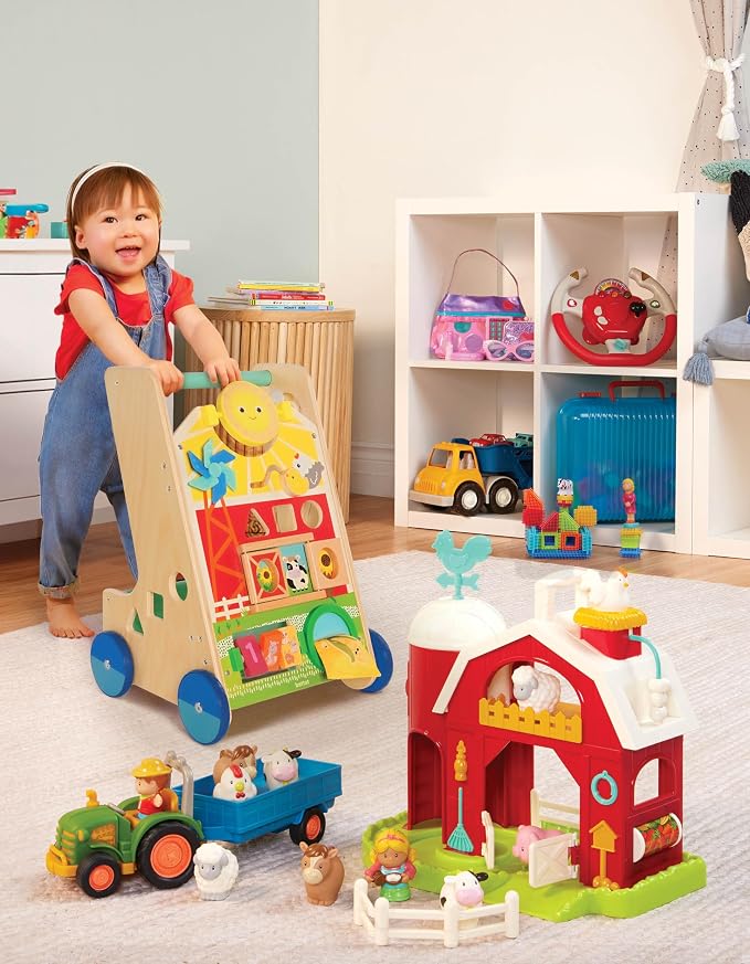 Battat – Wooden Activity Walker – 9 Educational Activities – Learning & Walking Toy for Toddlers – Stand, Push, Walk – 1 Year + – Farm Theme