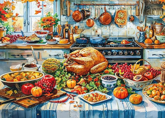 HUADADA Jigsaw Puzzles for Adults 1000 Pieces, Thanksgiving Dinner Interlock Perfectly Letter on Back No Dust, Home Decor Challenge Toy for Men Women Elders Seniors (27.5"x19.6"), 1:1 Poster