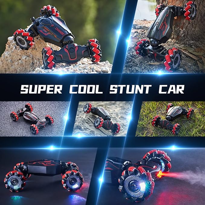 TADOZIC 4WD Remote Control Gesture Sensor Car,Hand Controlled RC Stunt Car,Double-Sided Vehicle 360° Rotation with Light and Music Spray, Watch Toy Cars for Boys & Girls Birthday