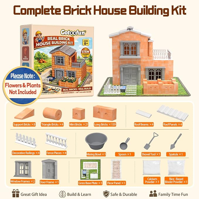 Mini House Building Kit for Kids Ages 8+, Tiny House Building Toy with Real Mini Bricks, STEM DIY Construction Set, Garden Villa Architecture Craft Gift for Boys and Girls