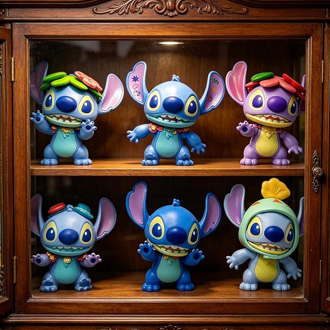 6Pcs Stitch Collectible Figures, Exquisite Model Ornaments, Creative Anime Peripheral Gifts for Fans