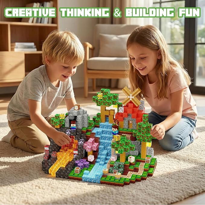 Magnetic Building Blocks, STEM Toys Educational Magnet Cubes for Kids Ages 4-12 (Rock Forest-200pcs)