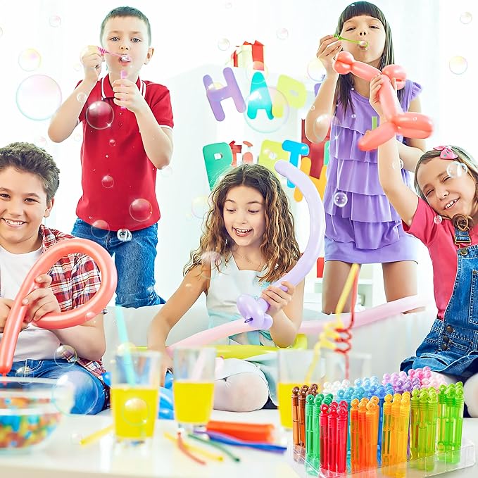 INSCRAFT Bubble Wand, 90 Pack Mini Bubble Wands Bulk 15 Colors for Halloween, Summer Toys, Wedding, Outdoor Indoor Activity Use, Bubbles Party Favors, Gifts for Kids Toddlers