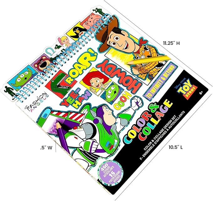 Fashion Angels Disney Pixar Toy Story Color & Collage Portfolio Set, Includes 15 Posters & 450 Stickers, Creative Art Activity Kit for Kids Ages 6+