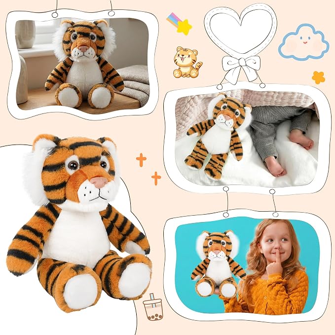 Stuffed Animal Plush Toy Soft Plushie Cuddly Tiger Cute Plush Toy for Kids Toddlers Boys Girls Birthday Christmas Nursery Decor Party Favors