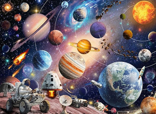 Puzzles for Kids Ages 6-10 Year Old - Solar System Planets, 200 Pieces Space Astronaut Puzzles for Kids Ages 6-8, Learning Educational Toys for Boys and Girls