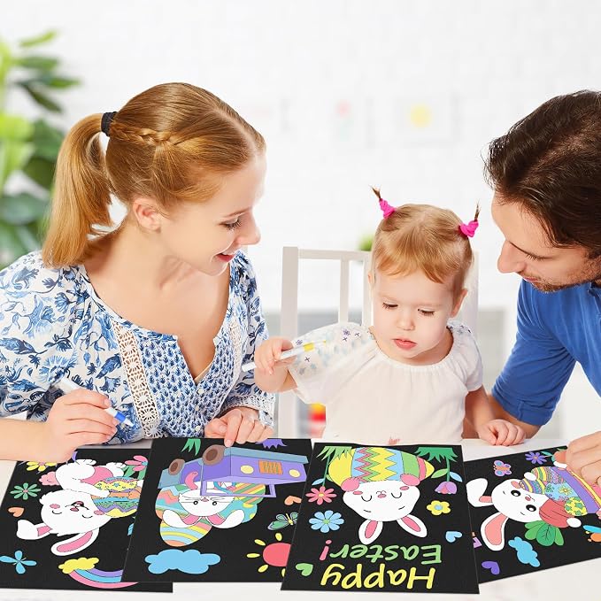 Cinrobiye 48 Pcs Easter Velvet Coloring Posters Fuzzy Spring Coloring Pages Bulk Felt Art Craft Activity for Adults Teenagers All Ages Classroom Assisted Living Holiday Art&Craft Projects Activity