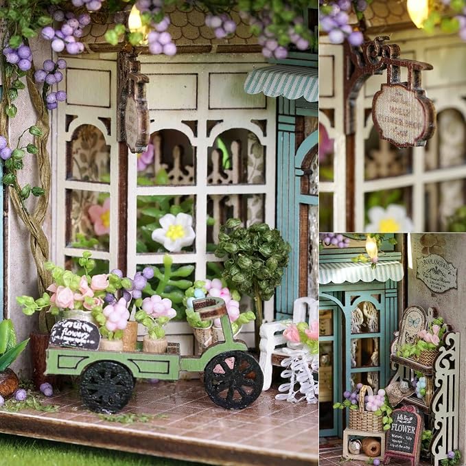 TuKIIE DIY Miniature Dollhouse Kit with Furniture, 1:32 Scale Opened & Closed Mini Cube Wooden Doll House Book Nook Creative Room for Kids Teens Adults(Molly Garden)