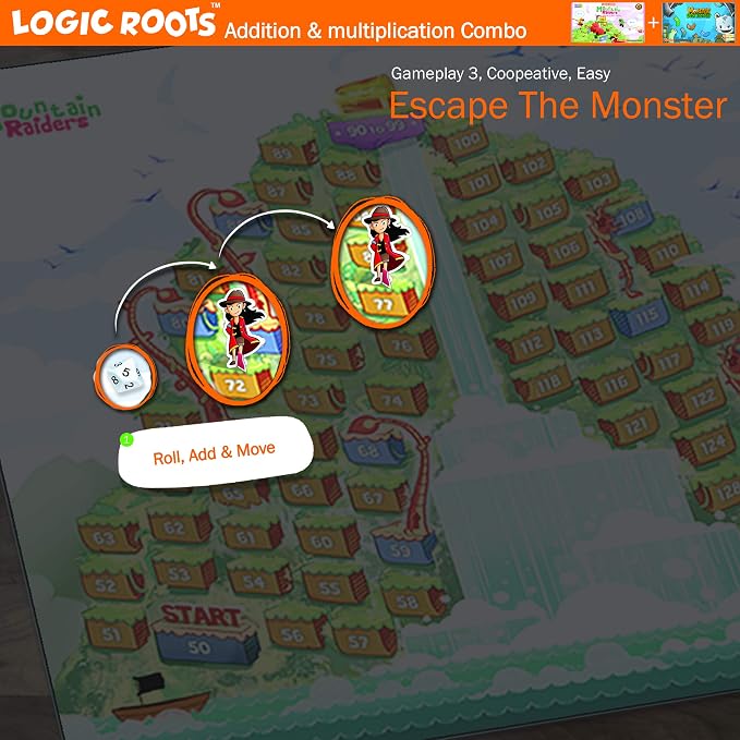 Two Math Games for Kids - Learn Addition, Subtraction, and Multiplication Table | Educational Games for Kids 5 and up for Kids (Monster Sock Factory + Moutain Raiders)