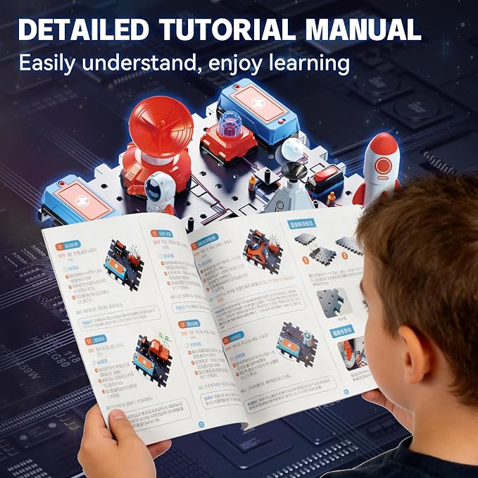 STEM Circuit Kit for Kids Ages 6+, 35PCS Electronics Kit with 200+ Projects, Educational Science Experiment Toy for Boys & Girls, Beginner Electrical Engineering Set for Home & School