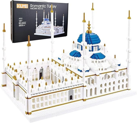 KLMEi Micro Building Blocks Set 6850 Pcs Blue Mosque Miniature World Landmark Architectural Construction Model for Adult and Children Age of 14+