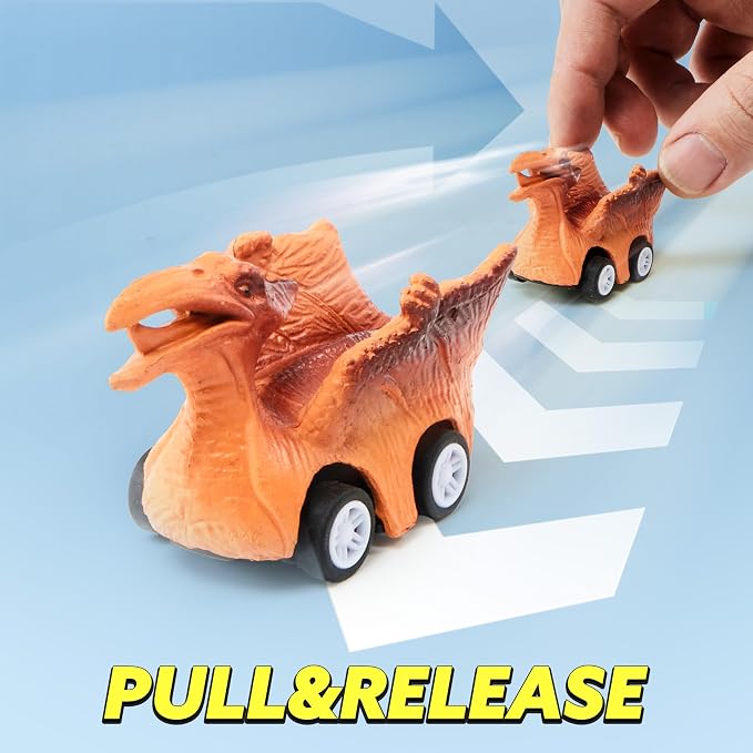 JOYIN 13 in 1 Dinosaur Toys for Kids 3-5, Triceraptor Dinosaur Truck with 12 Pull Back Cars, Birthday Gifts Toys for 3 4 5+ Year Old Boy, Transport Carrier Truck for Toddlers 3-4 Years