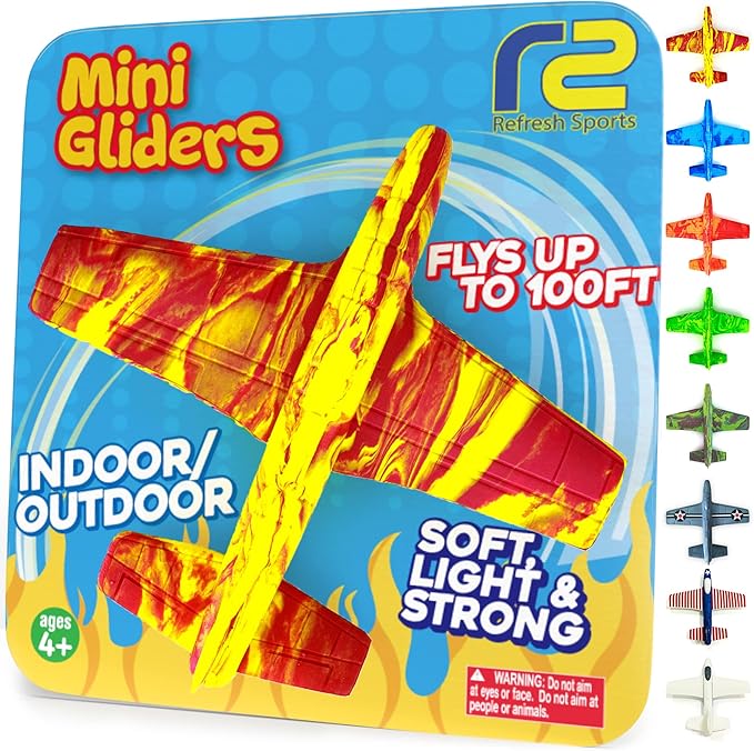 Airplane Toy Foam Glider Plane for Kids: Best Outdoor Toys for 4+ Year Old Boys & Girls All Ages - Birthday Gift Ideas & Summer Yard Games Great Gifts for Boys Ages 3 4 5 6 7 8 9 + Year Olds