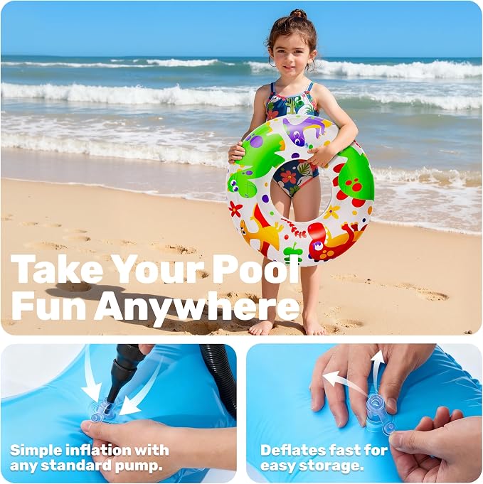 JOYIN 3 Pack Pool Floats, Pool Tube for Kids Swim Rings Inflatable Tubes, Unicorn Sea Animal Tubes Floatie Ring Water Toys for Swimming, Summer Beach Party