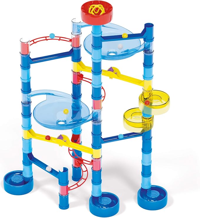 Quercetti Migoga Marble Run Ocean - Set Includes 93 Pieces to Build Tracks, 12 Colored Marbles and Multi-Start for Simultaneous Launches - STEM Toy for Educational Play, for Kids Ages 5 Years +