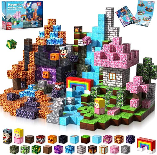 Magneverse 150 PCS 0.8in Magnetic Blocks - Magnet Toys, Magnetic Building Blocks Cubes, Stacking Magnets, Birthday Gifts for Age 3+ Years Old (Theme: Princess & Knight)