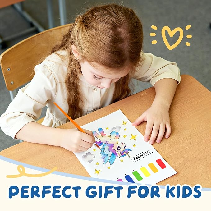 YPLUS Paint with Water Books for Toddlers, Art Craft Toys Watercolor Painting Paper, Gift for Kids Ages 1-3, 2-4, 4-6, Drawing with Brush - Unicorn