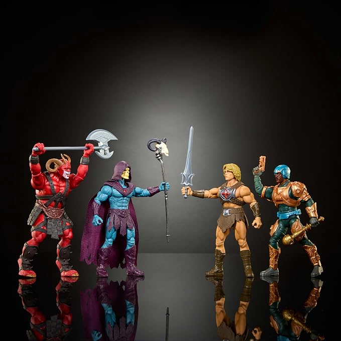 Masters of the Universe Action Figure Toy 4 Pack, He-Man, Skeletor, Man-at-Arms, and Exclusive Goat Man, 5.5 Inch 2026 Movie Accurate, 14 Posable Joints (Amazon Exclusive)