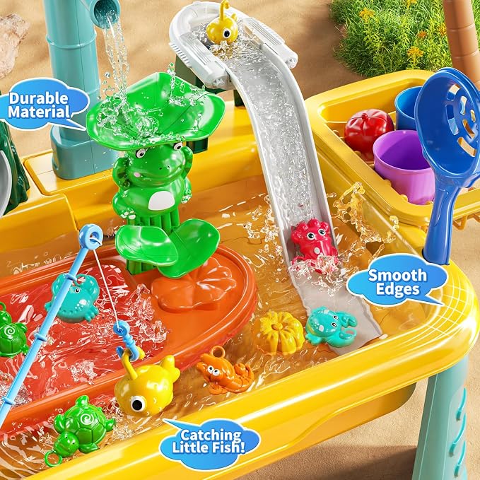JUKUDAHU Water Table for Toddlers 1-3 - Toddler Outdoor Toy, Outside Water Play Table for Kids Ages 4-8, Play Sink Toy with Running Water, Fishing Games, Birthday Gifts for Boys and Girls 3 4 5 6