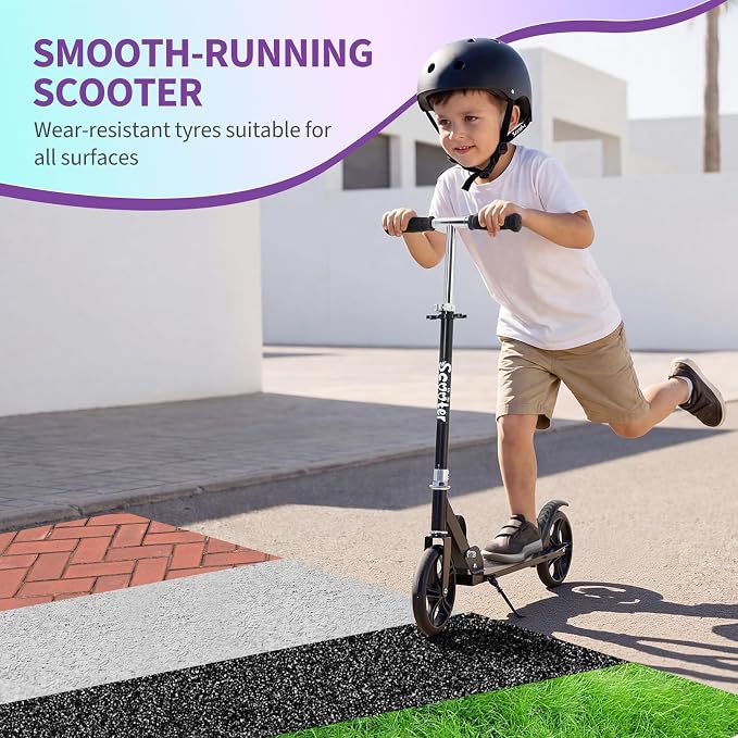 Kick Scooter for Ages 6+,Foldable Lightweight 8IN Big Wheels Scooter for Kids, Teen and Adults, 3 Adjustable Levels
