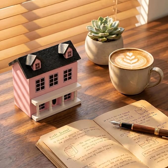 Miniature Villa Model Wooden Tiny House Compact Dollhouse Mini House Storage Decoration Ornament Accessory for Tabletop Display