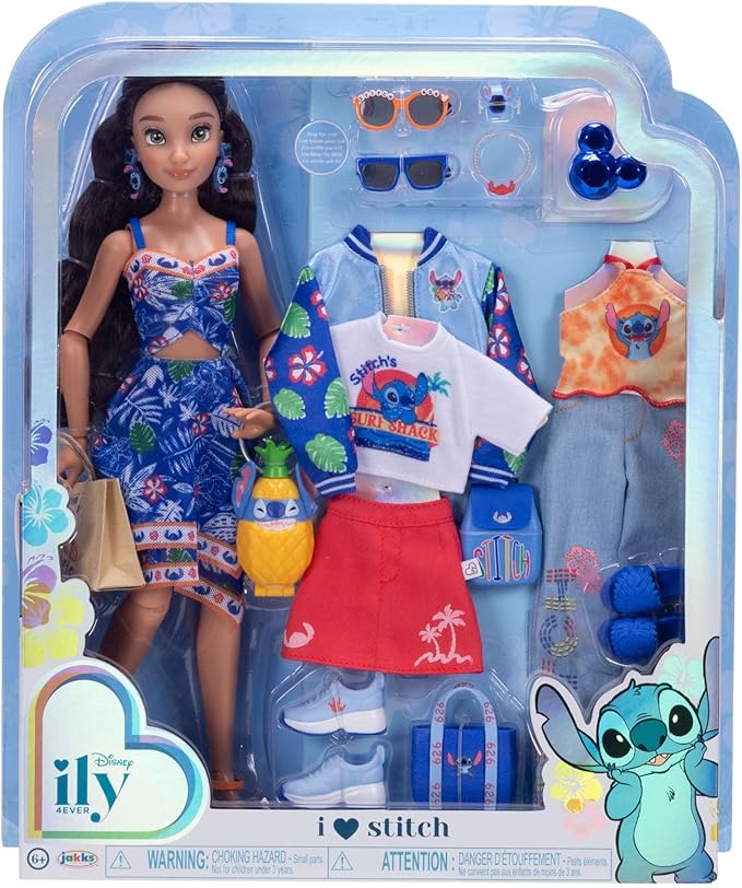 Disney ILY 4ever Fashion Dolls Inspired by Stitch 11.5" Tall with 13 Points of Articulation, Multi-Outfit Closet Set and a Glittery Mickey Ring for You! [Amazon Exclusive]