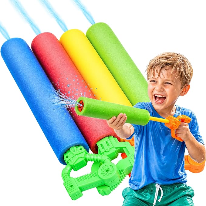 Water Guns for Kids, Outdoor Water Toys, Squirt Blaster Guns Pool Toys for Kids Ages 4-8, 8-12, Backyard Swimming Beach Garden Fighting Game Party Activities for Girls Boys Teen (4 Pack)
