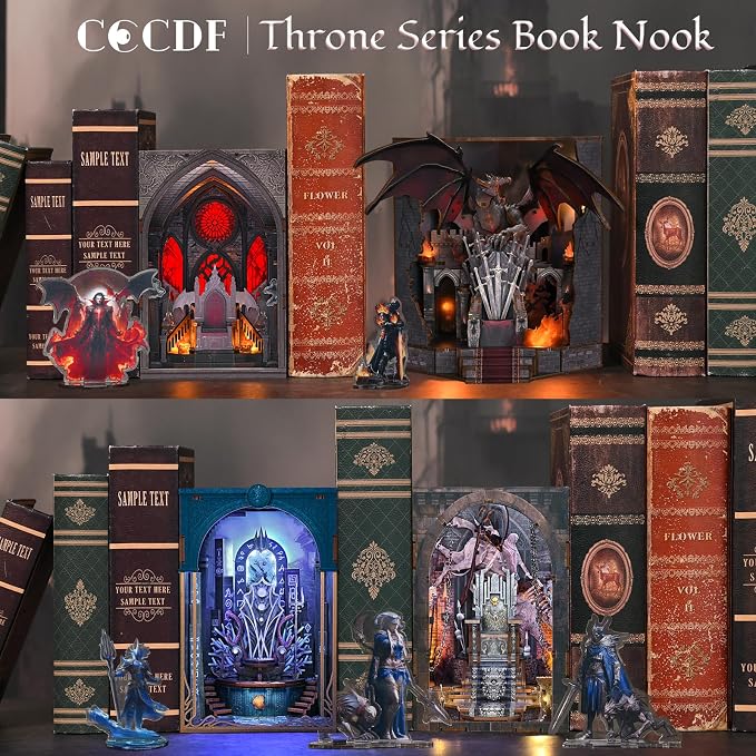 CCCDF Book Nook Kit - DIY Miniature House Dollhouse Kit for Beginners, Adults and Teens, Booknook Tiny House Bookshelf Decor, Gifts for Family, Friends (Throne of Blades)