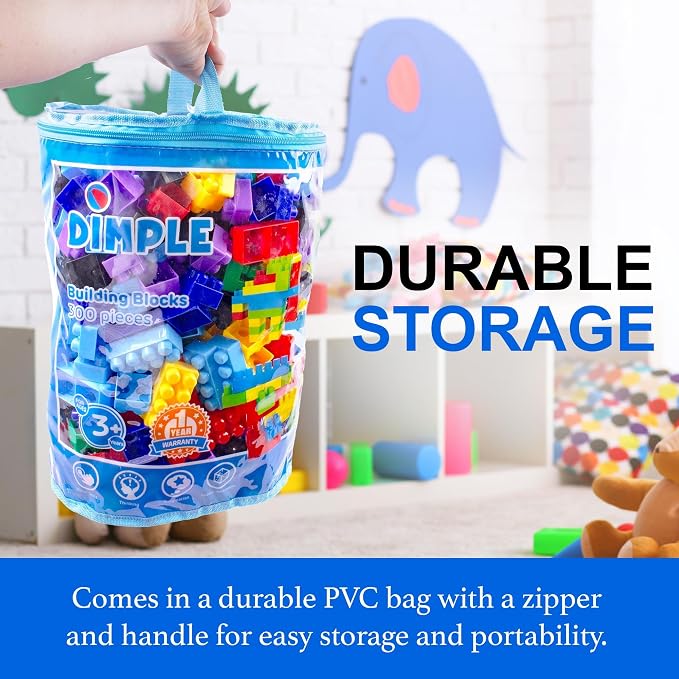 Dimple Building Blocks for Toddler (300 Pcs) Stacking Toys & Puzzle Games for Learning and STEM Fun Montessori Toys, Educational Baby Blocks Age 3+ Toddler Boy & Girl Birthday for Kids
