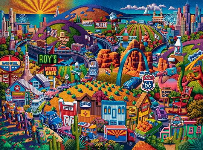 Buffalo Games Eric Dowdle Get Your Kicks on Route 66 Jigsaw Puzzle - 1000 Piece, Adult, 26.75 x 19.75 in - Puzzles for Adults - Includes Reference Poster - Relaxing Game Night Activity