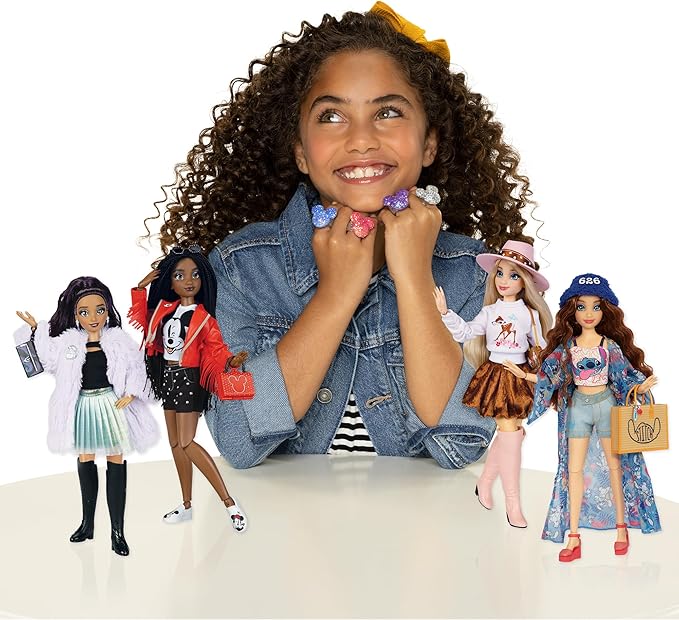 Disney ily 4EVER Dolls Disney 100 - Stitch 11.5" Tall with 13 Points of Articulation, Two Complete Mix-and-Match Outfits and Glittery Mickey Ring for You!