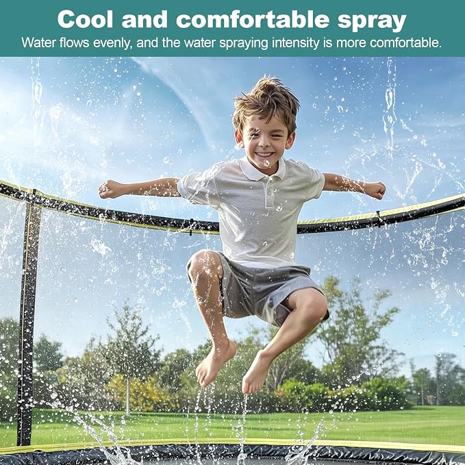 Trampoline Sprinkler for Kids Outdoor Backyard Water Park Summer Toys Trampoline Accessories for Boys Girls Adults Water Play Game for Yard Garden Patio Party Activities Garden Watering (Green)